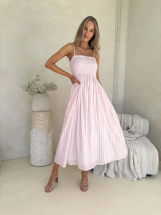 Palm Cove Dress - Pink Stripe