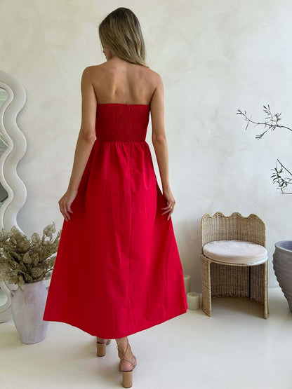 Poppy Strapless Maxi - Red