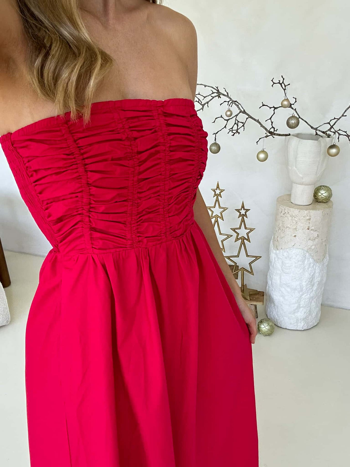 Poppy Strapless Maxi - Red