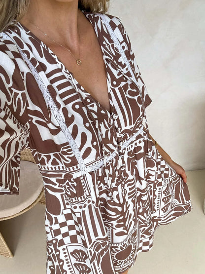 Sienna Dress - Truffle Print