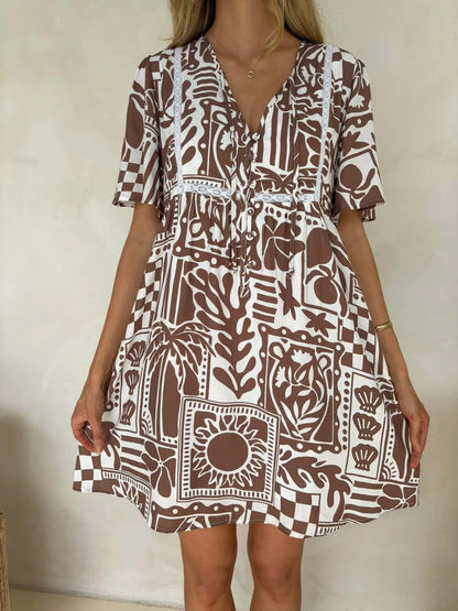 Sienna Dress - Truffle Print