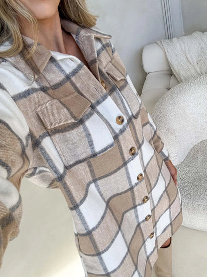 Kenzie Shacket - Beige Check