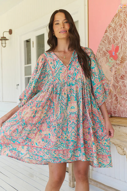 Ocean Lullaby Print Adela Midi Dress