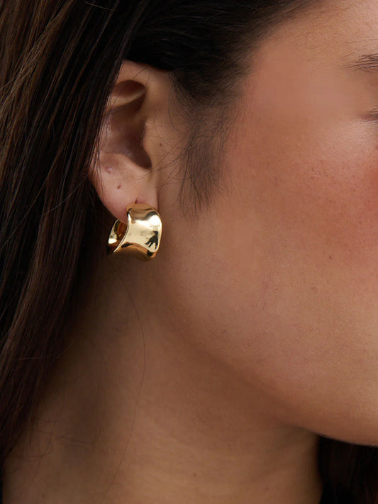 Eddy Flat Hoops 18K Gold Plated Earrings