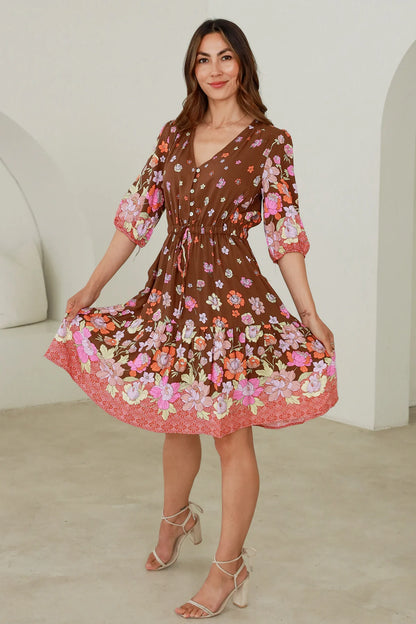 Cally Mini Dress - Woodland Print