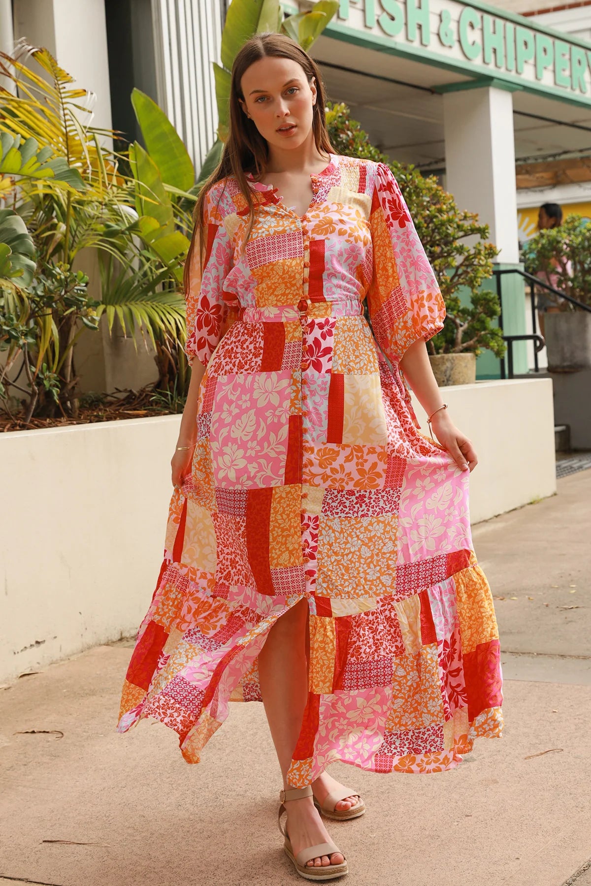 Cassie Maxi Dress - Tropical Print