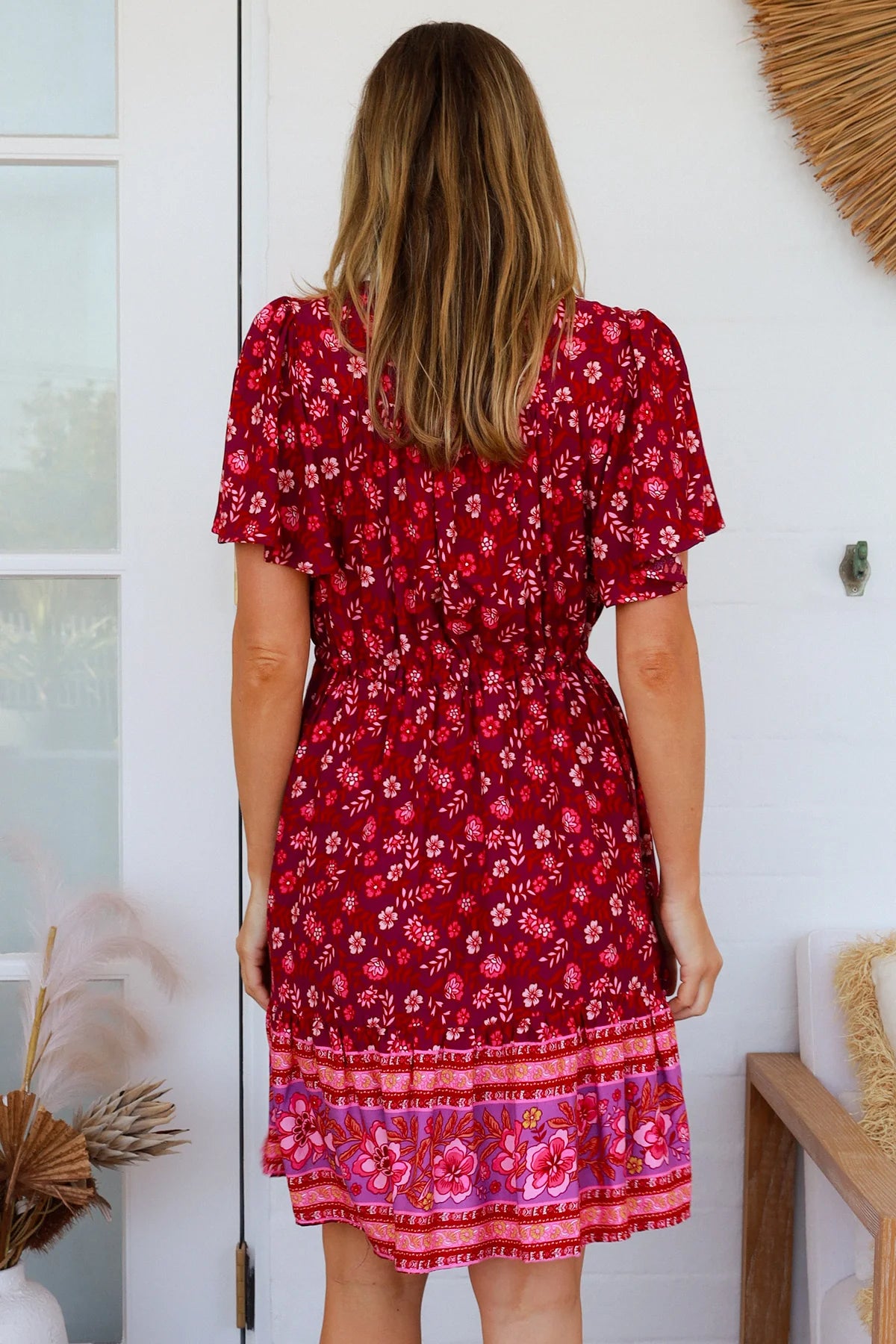Calile Mini Dress - Berry Floral Print