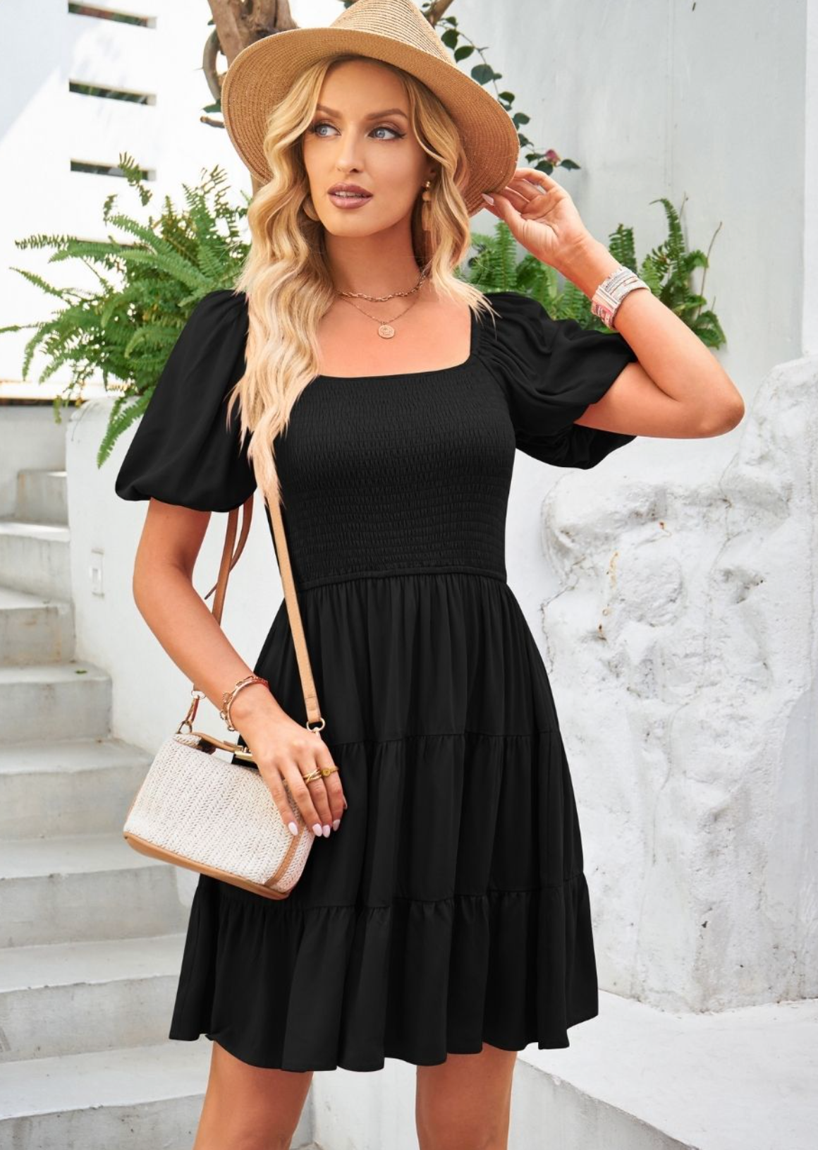 Basic Mini Off The Shoulder Black Dress