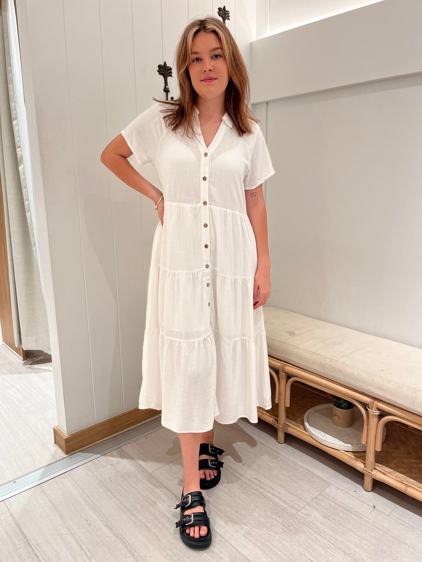 Pammy Linen Dress - White