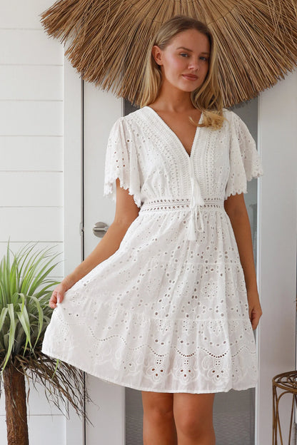 Jessie White Lace Mini Dress