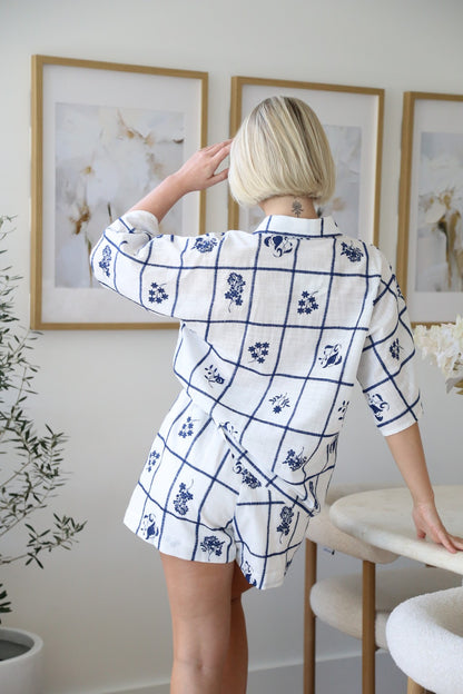 Flora Set - Blue Embroidery