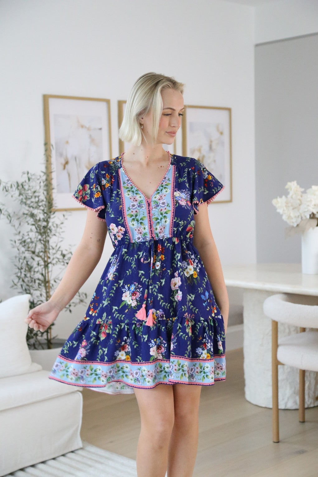 Calile Mini Dress - Blue Meadows