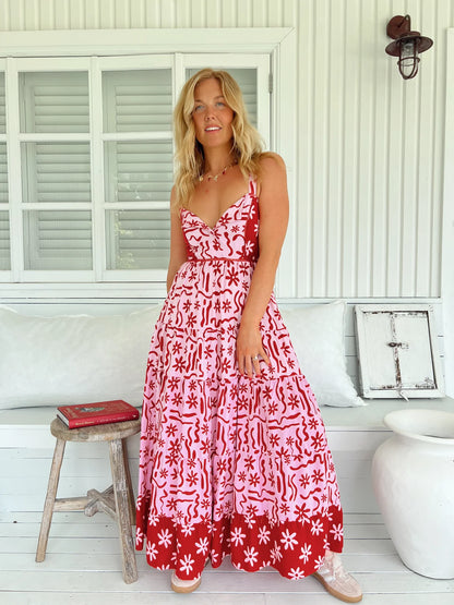 Bea Maxi Dress - Strawberry Spritz Print