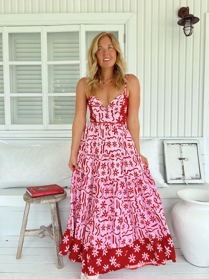 Bea Maxi Dress - Strawberry Spritz Print