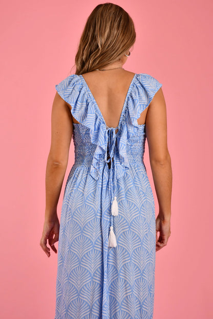 Fairy Maxi Dress - Scallop Fern Blue