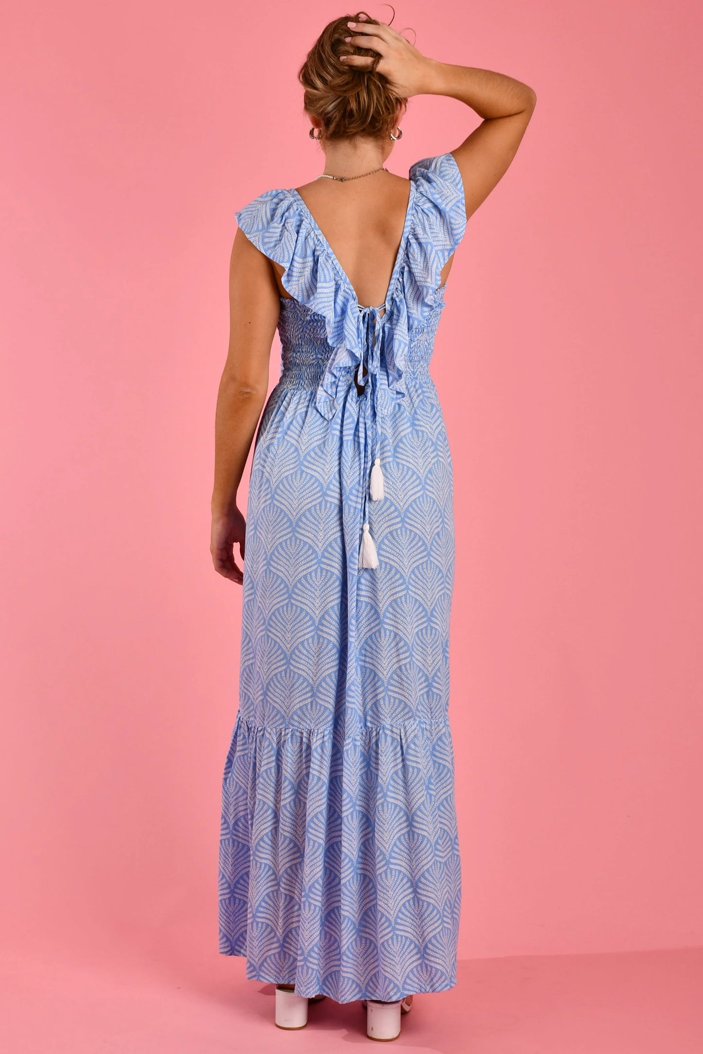 Fairy Maxi Dress - Scallop Fern Blue
