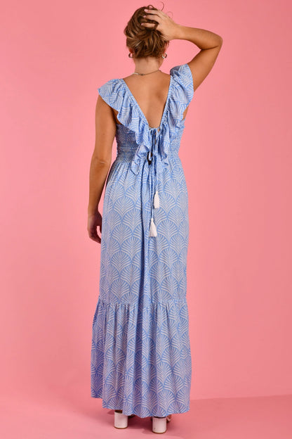 Fairy Maxi Dress - Scallop Fern Blue