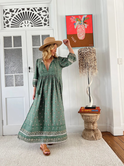 Meadow Maxi Dress - Viridian Print
