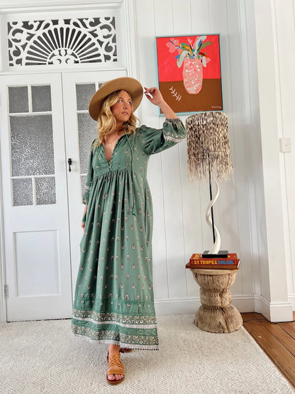 Meadow Maxi Dress - Viridian Print