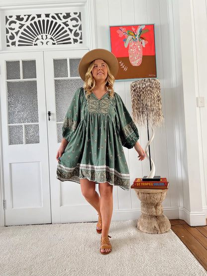 Adela Dress - Viridian Print