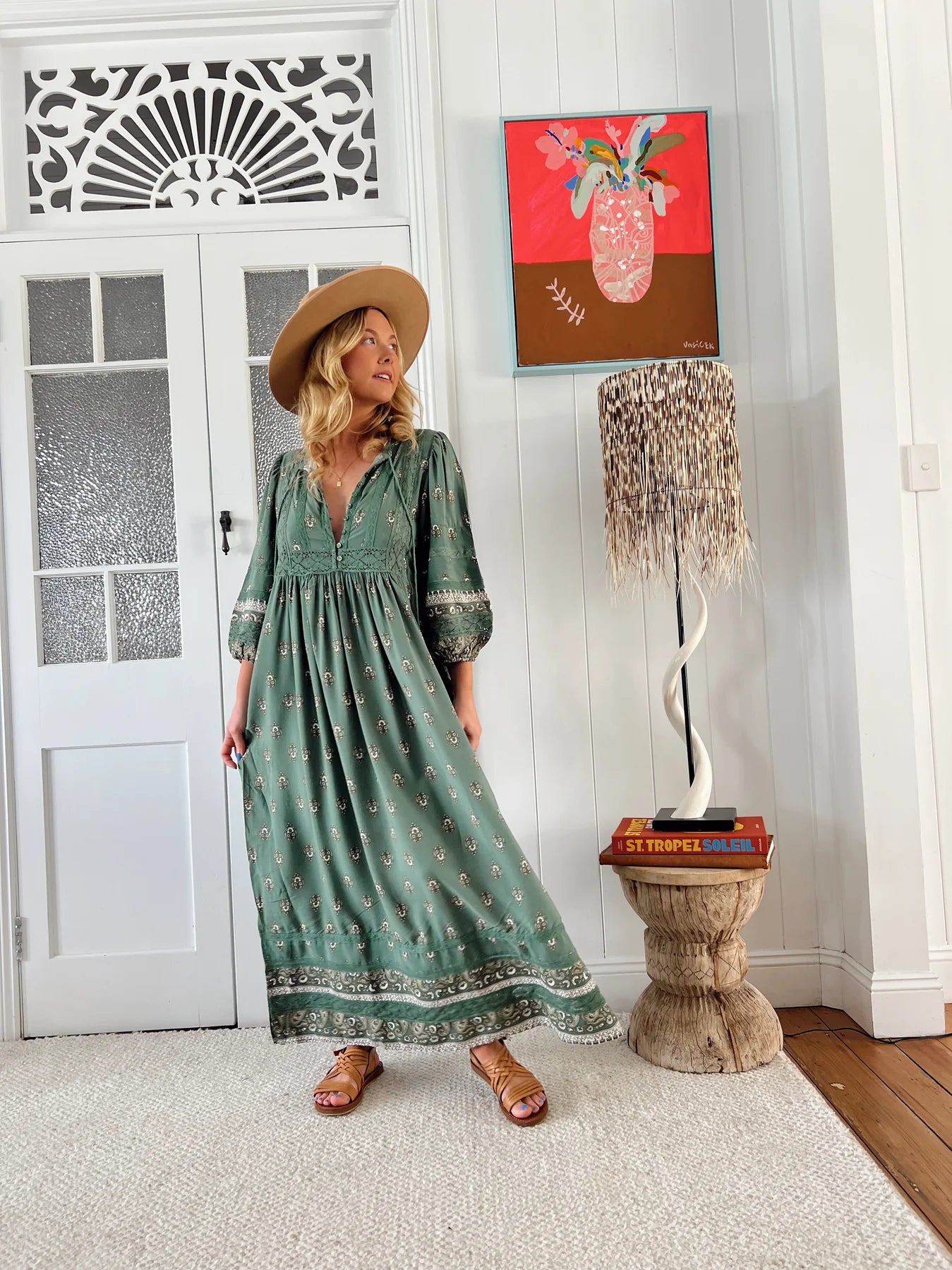 Meadow Maxi Dress - Viridian Print
