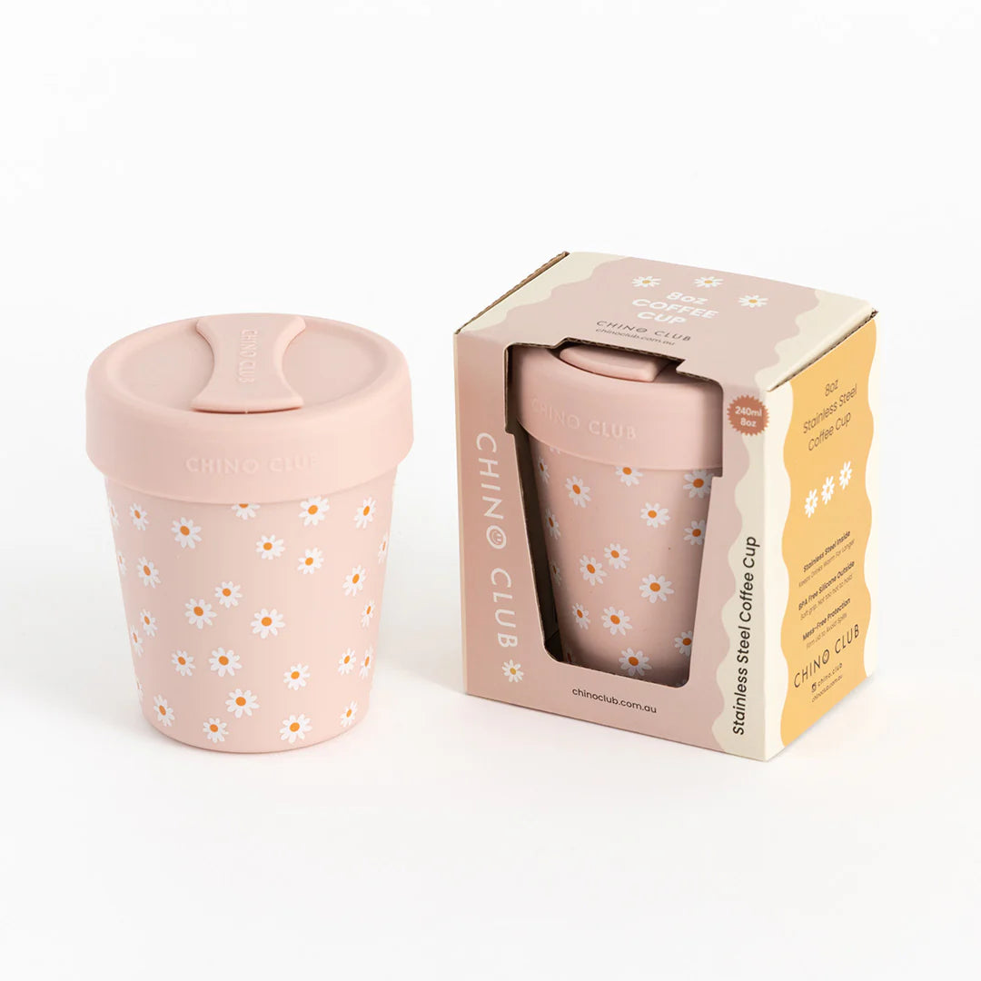 Stainless Steel Coffee Cup 8oz - Daisy
