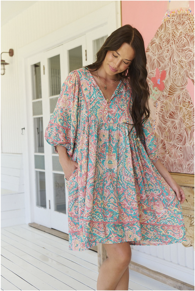 Ocean Lullaby Print Adela Midi Dress