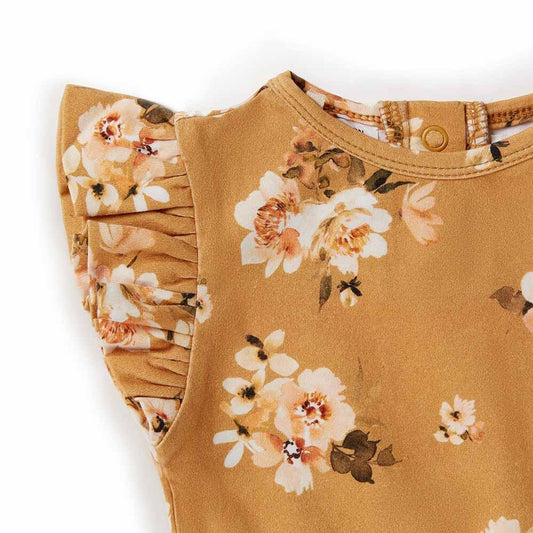 Golden Flower Short Sleeve Bodysuit