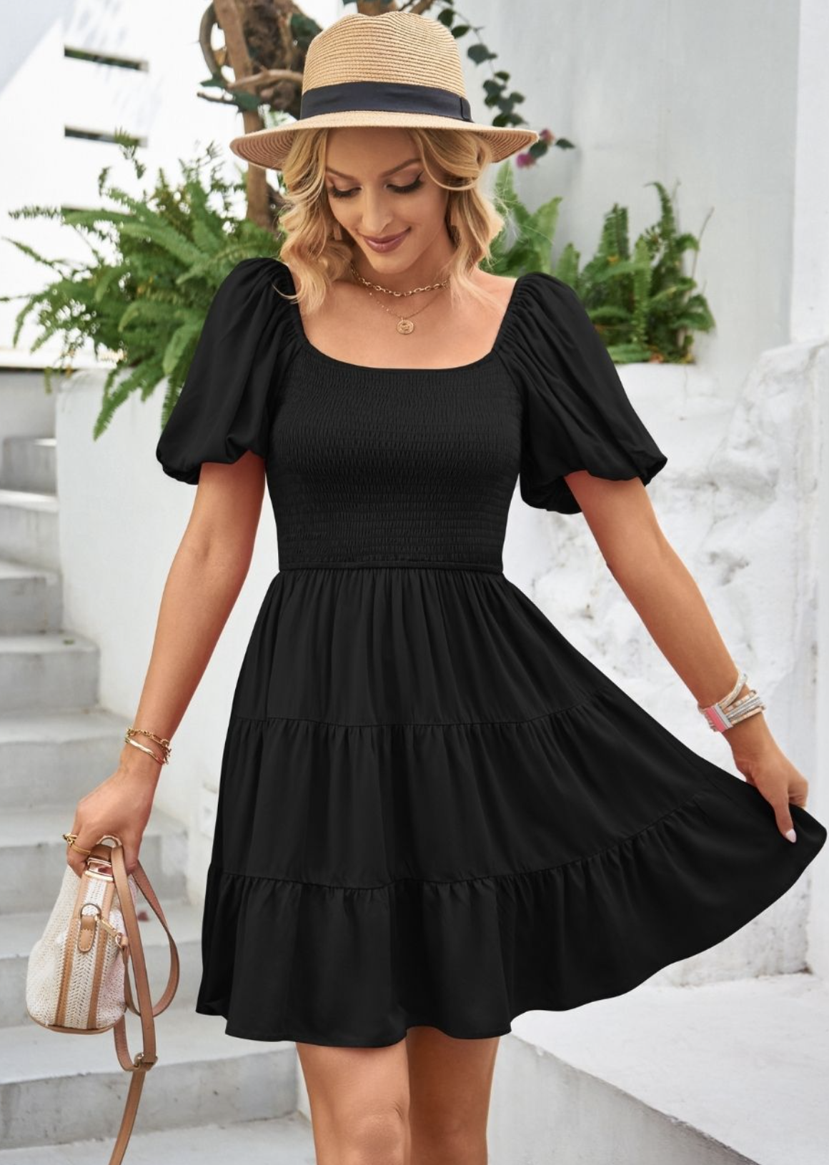 Basic Mini Off The Shoulder Black Dress