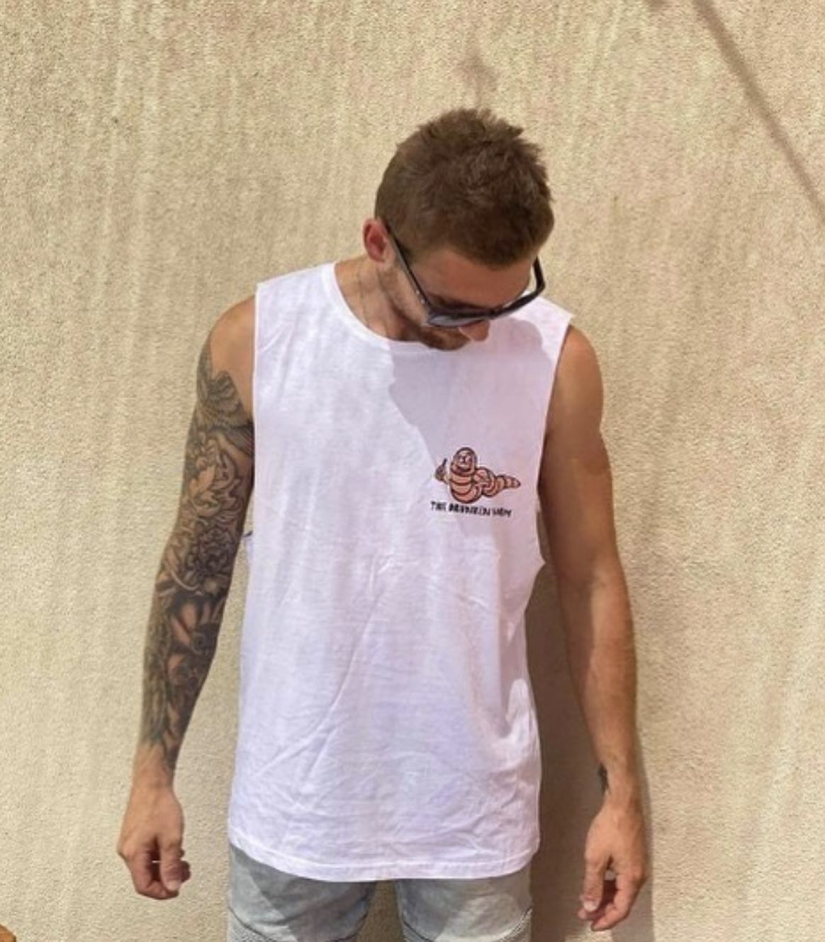 Drunken Muscle Tank - White